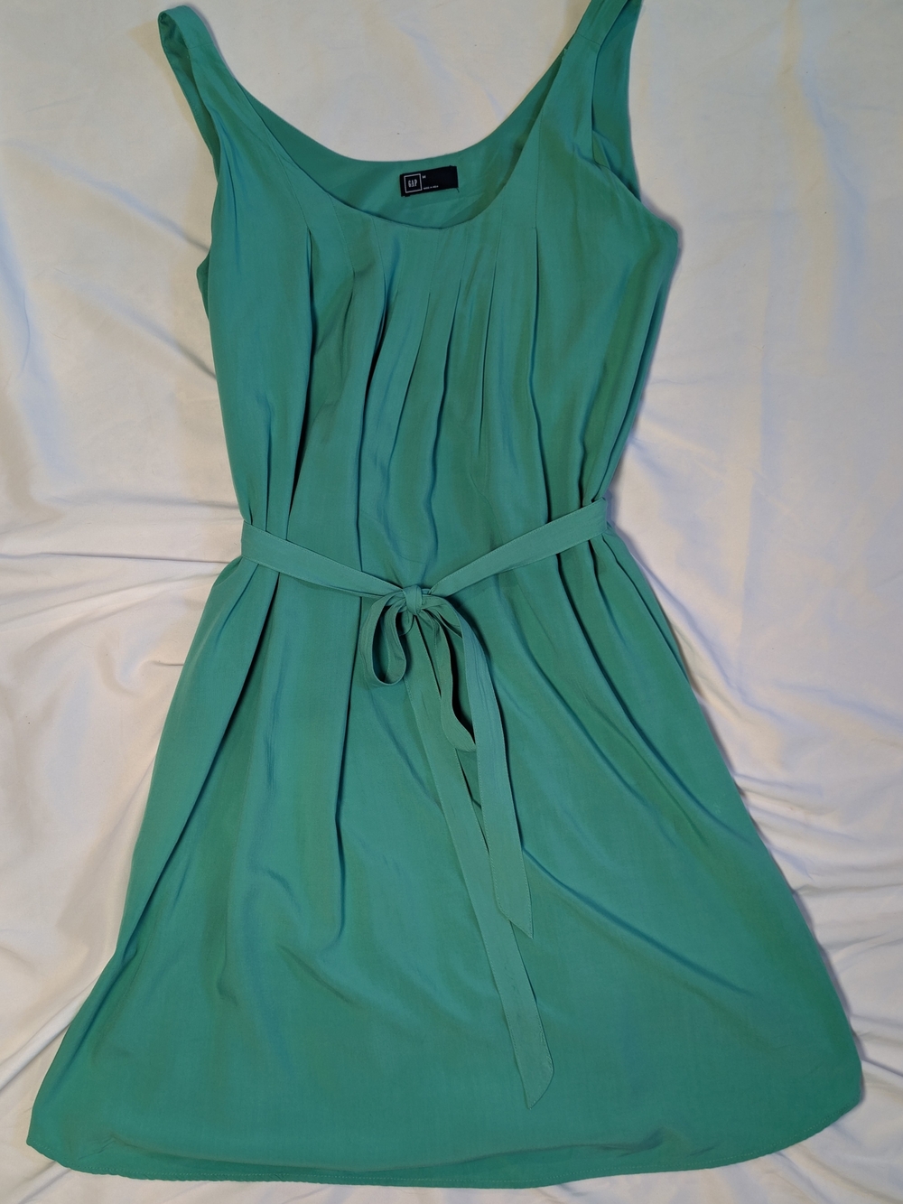 Summer Dress, Gap, Bright Meadow Green Swing Dress, Belted With Pockets Medium